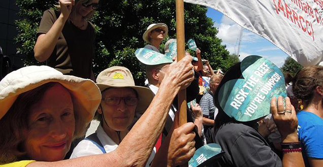 ARCC members in a protest to protect the Great Barrier Reef