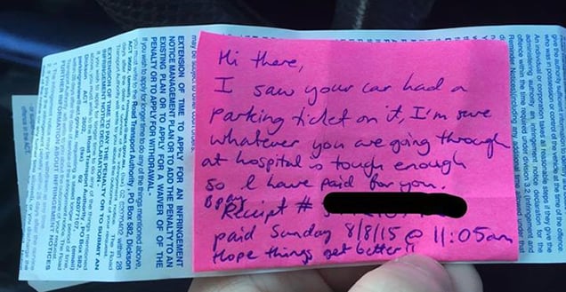 Parking ticket paid by mystery woman
