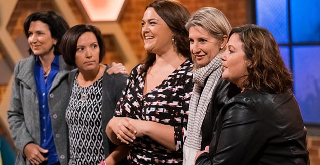 Spelling Bee Mums with host Chrissie Swan backstage