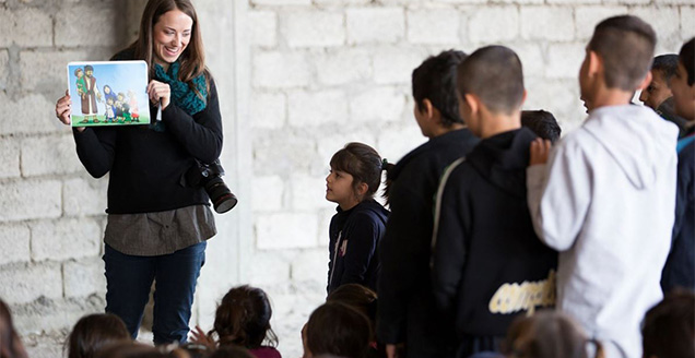 Ashleigh Harrington and Yazidi children