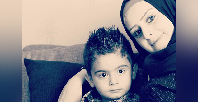Middle Eastern boy and his mother