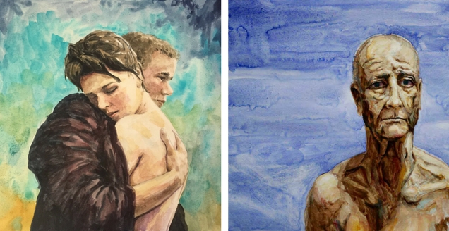 Paintings of Adam and Eve, and the prophet Jeremiah, from Michael Henderson's Untitled Series