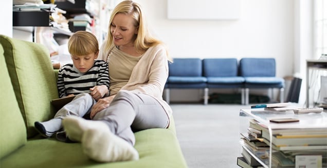 Mother and son spend time together
