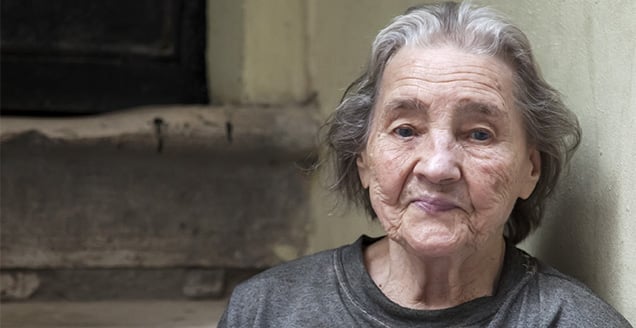 Senior woman in poverty