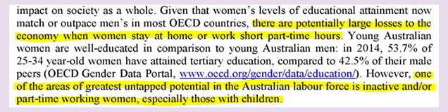 OECD report on employment with quotes about women and the economy highlighted