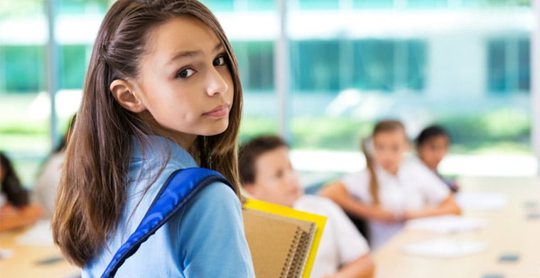 High school girl looking anxious