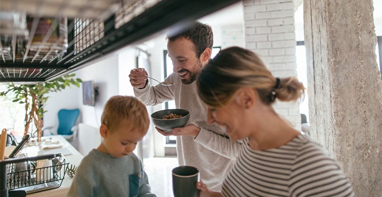 Family having breakfast