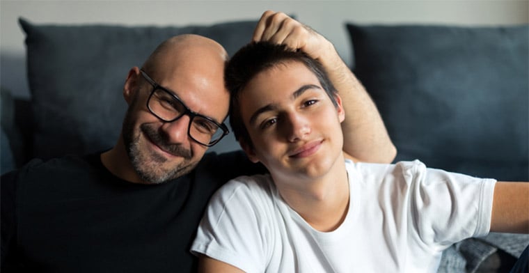 Dad and teen son