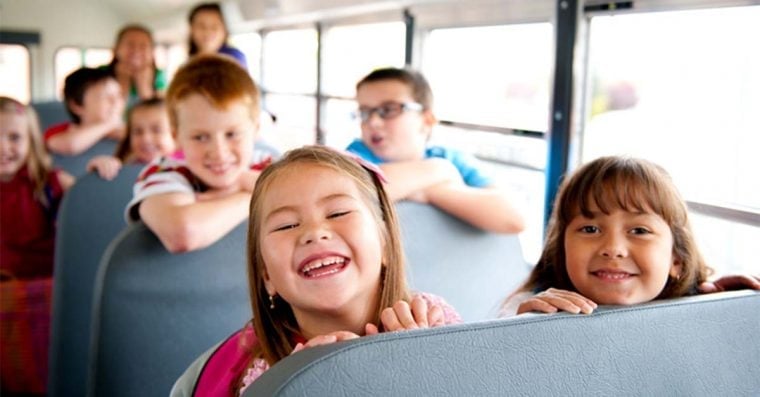 Kids on a school bus.