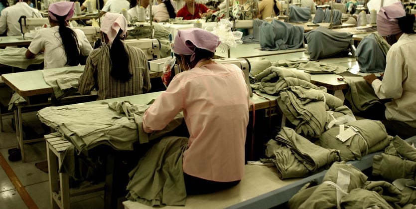 Workers at garment factory in Southeast Asia
