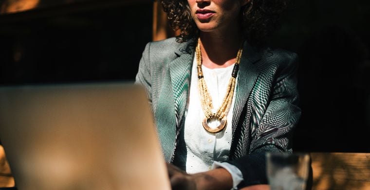 woman working at laptop