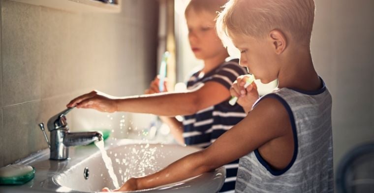 Boys Brushing Teeth