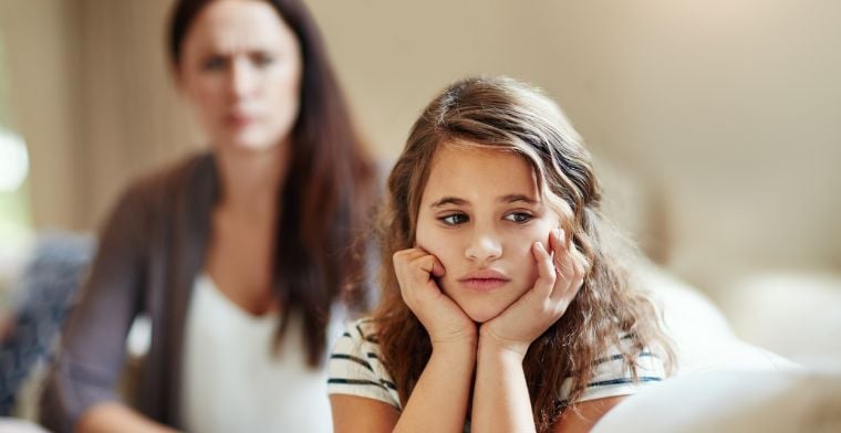 Mum and sad daughter