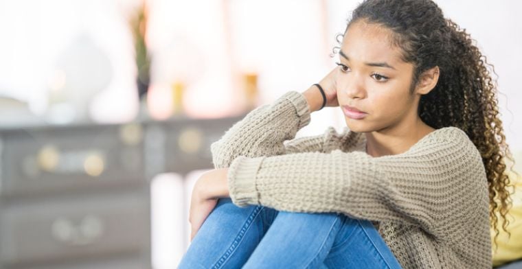 Teen girl sad