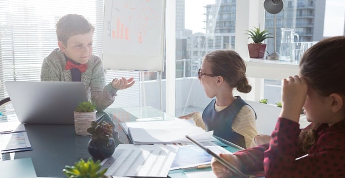 children in boardroom