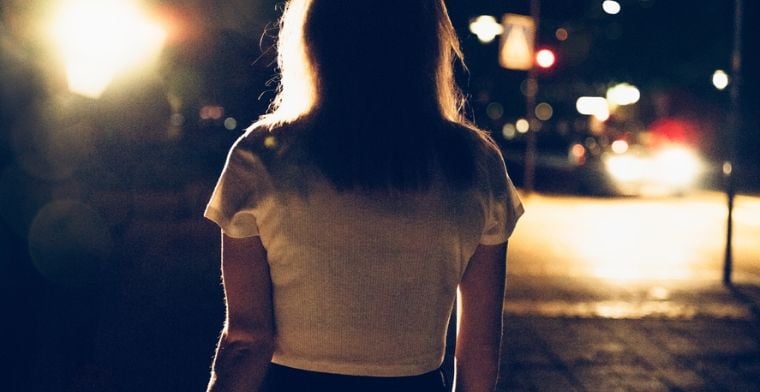 girl walking alone