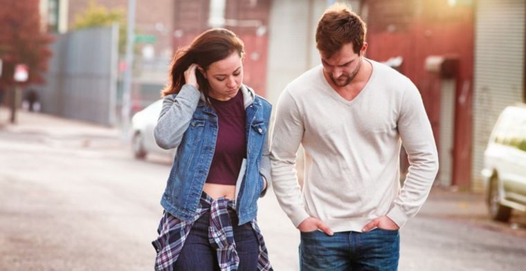 Couple walk and talk