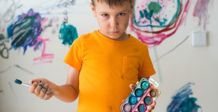 Boy painted the walls