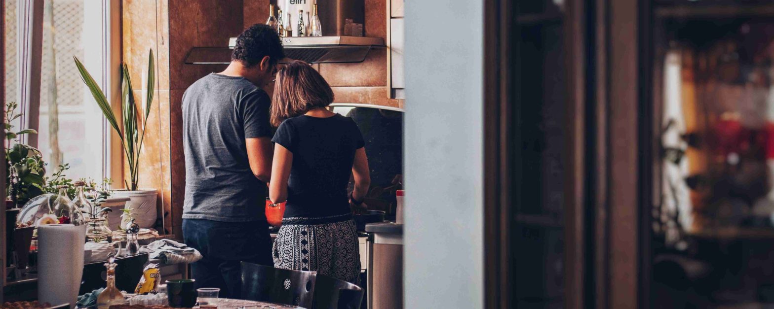 Couple cooking in the kitchen -