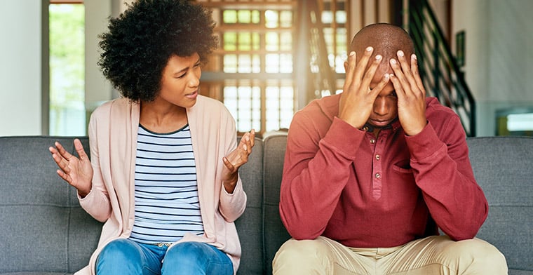 young couple having relationship problems at home