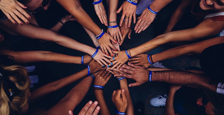 Group of volunteers in a team