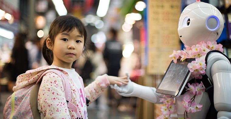 Little girl and robot