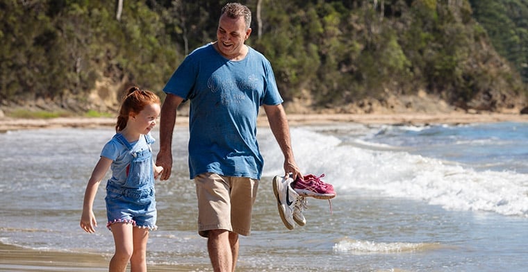 Barry and his daughter at Bateman's Bay