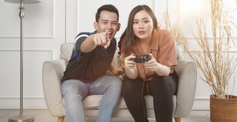Couple playing video games