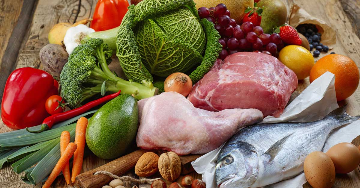 Raw meat, vegetables and nuts