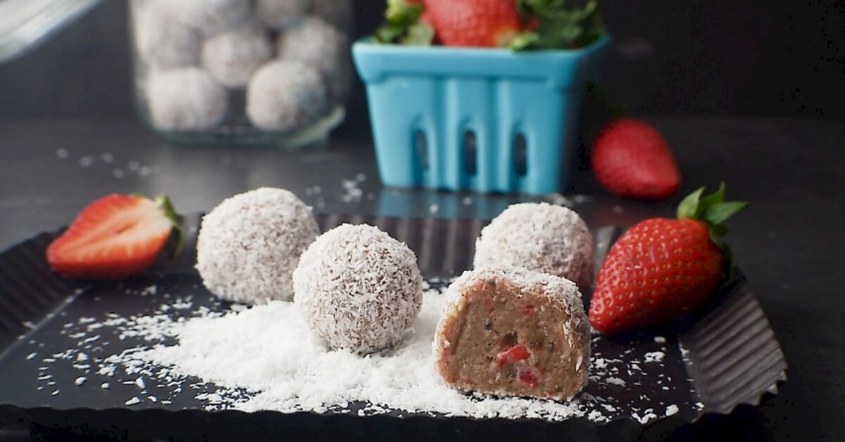Strawberry Shortcake Bliss Balls – [Gluten Free, Paleo-Friendly Recipe]