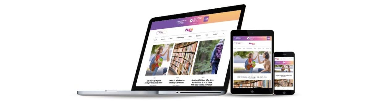 Hope website on desktop, tablet and phone devices in 2025