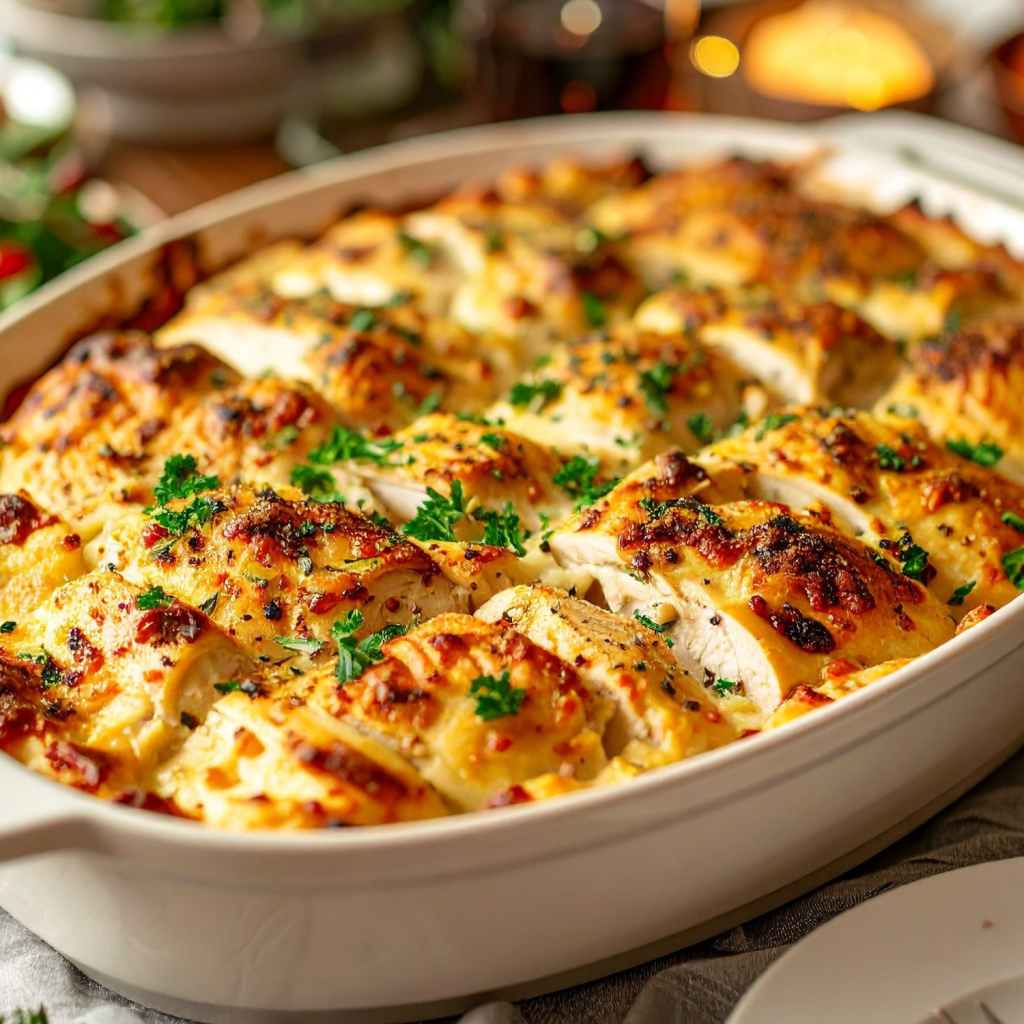 creamy chicken and rice bake 